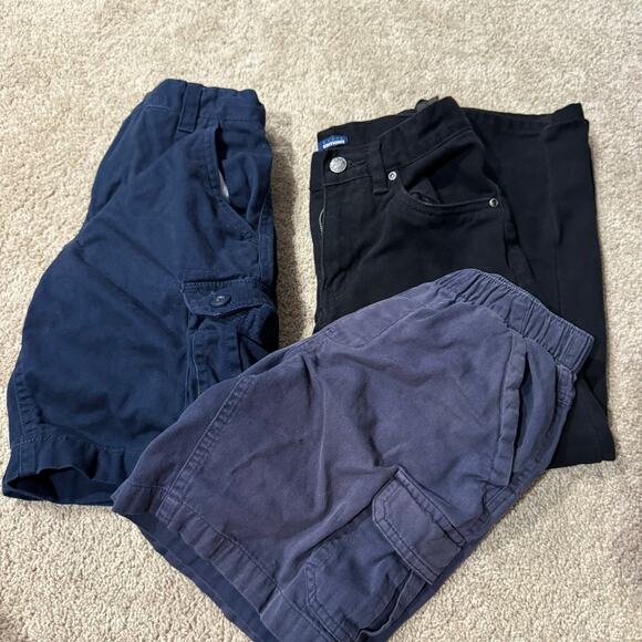 LOT of 3 Pairs Boys Size 8 Bottoms Blue Shorts & Black Pants Adjustable Waist - Picture 1 of 15
